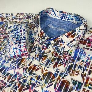 Robert Graham Mens 4XLT Shirt Multicolor Geometric Print Long Sleeve Button Down